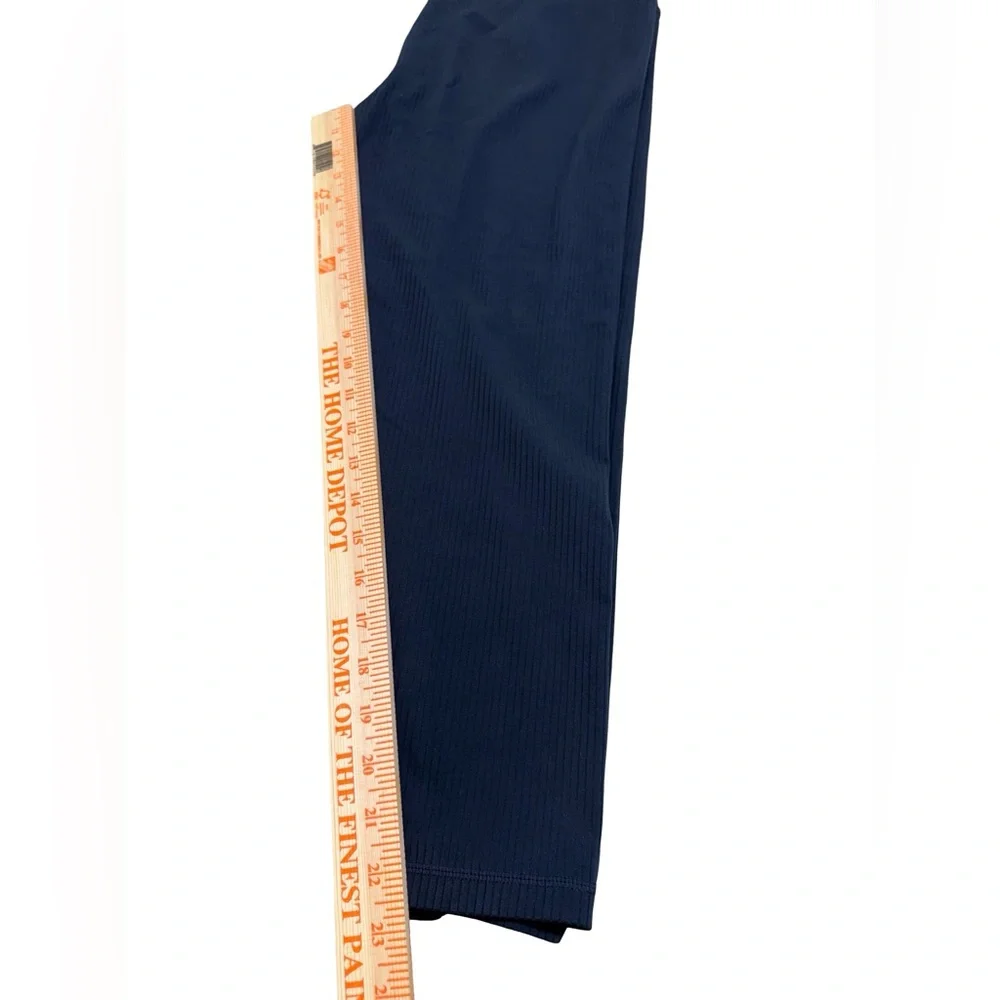 Zella Navy Blue Ribbed Leggings Size Large High Rise Full Length Athletic
